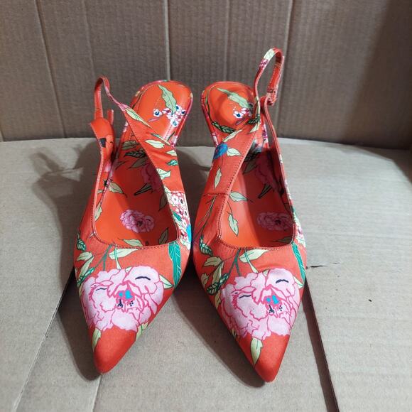 ALDO Women's US 10 Red Floral Print Slingback Stiletto Heels - Picture 3 of 9